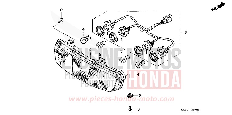 REAR COMBINATION LIGHT for Pan-European ABS CANDY TROPICAL NIGHT PURPLE-U (RP103D) from 1995